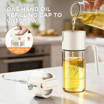 PLAPITATE 17oz/500ml Premium Olive Oil Sprayer for Cooking, 2 in 1 Glass Olive Oil Dispenser Bottle for Kitchen Gadgets, Spray Bottle with Portion Control for Salad, Frying, BBQ (Black)