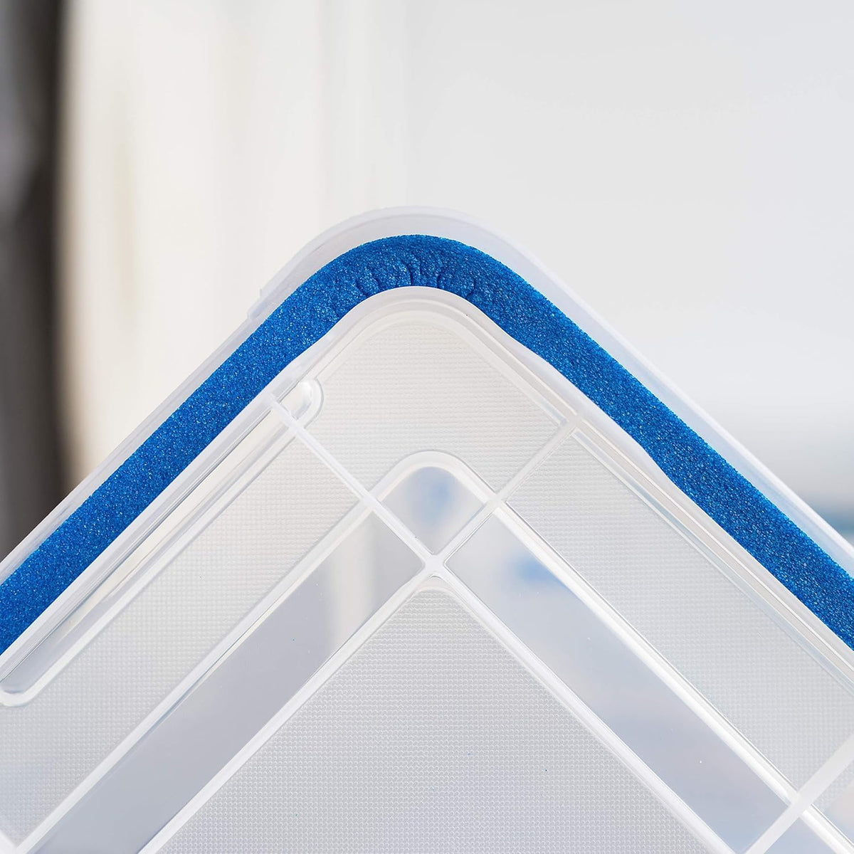 IRIS USA WeatherPro 16 Qt Storage Bins with Lids, 3 Pack, BPA-Free Plastic Gasket Box with Tight Latch and Seal, Stackable Nestable Tote Tub - Clear/Blue