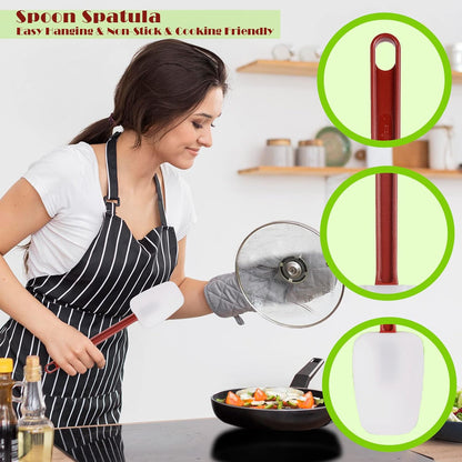 3 PCS Commercial Grade Heat Resistant Silicone Spatulas, 9.5-Inch Rubber Spatulas for Baking, Nonstick & BPA-Free