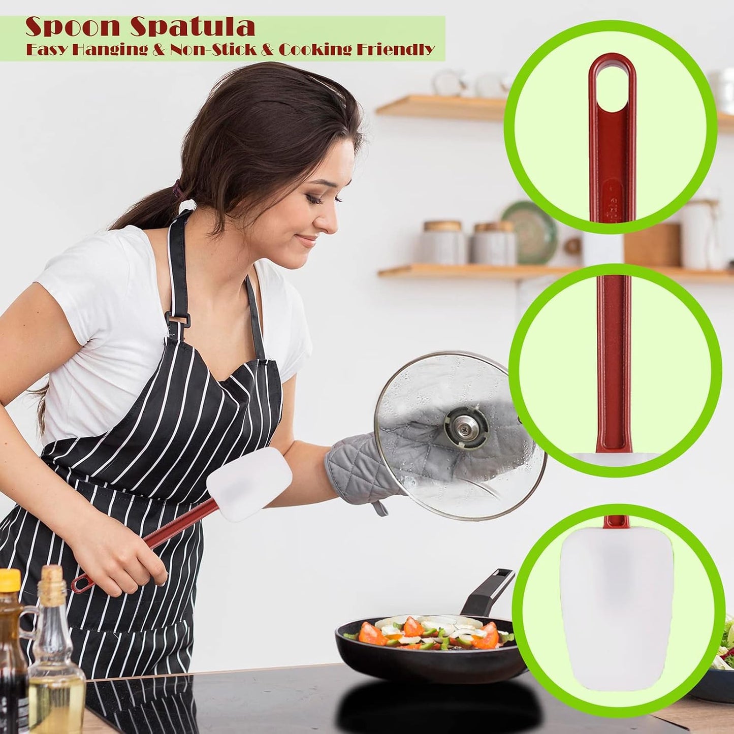 3 PCS Commercial Grade Heat Resistant Silicone Spatulas, 9.5-Inch Rubber Spatulas for Baking, Nonstick & BPA-Free