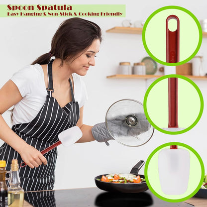 3 PCS Commercial Grade Heat Resistant Silicone Spatulas, 9.5-Inch Rubber Spatulas for Baking, Nonstick & BPA-Free