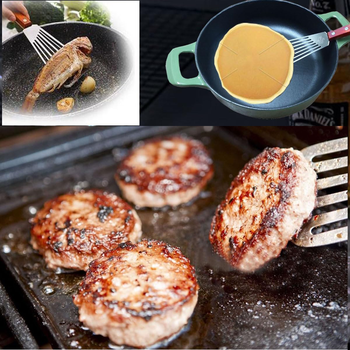La Cuisine Extra Flexible Stainless Steel Fish Slotted Spatula Turner with Beveled Edge Wood handle, 6.5" Blade, 11" Length for Flipping Fish, Eggs, Pancakes, Patties & Fries
