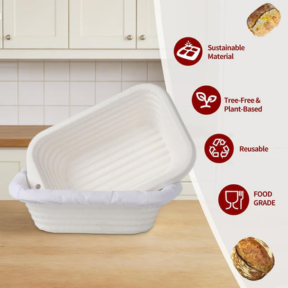 2-Pack 8 Inch Rectangular Bread Proofing Basket Set