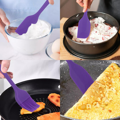 Silicone Spatulas Set, Rubber Spoon Spatula Heat Resistant Spoonula One Piece Design Seamless Spatula Non-Stick Scrapers Baking Mixing Tool (Dark Blue)