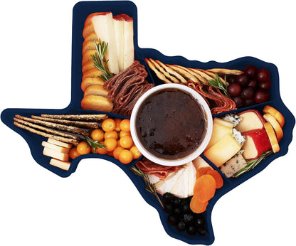 KOLORAE Texas Serving Tray - 6 Compartment Texas Snack Tray w/Dressing Cup. Great for Entertaining. Veggie Tray. Fruit Tray. Snack Tray. Entertaining Platter. Party Serving Platter, Large, White