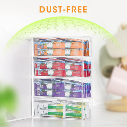 AIEVE Drink Packet Organizer, Water Drink Packet Holder with Removable Divider, Water Flavor Packet Organization Container for Kitchen Organizers and Storage (6 Compartments)