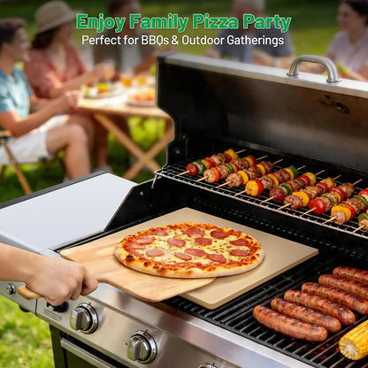 Cordierite Pizza Stone for Oven & Grill, 15 x 12 Inch Rectangular