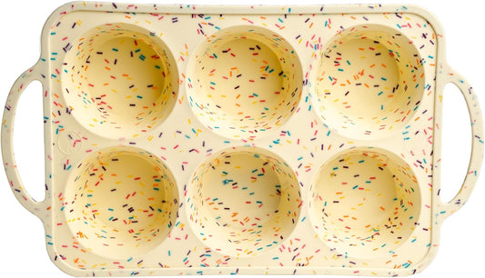 2-Pack Silicone Muffin Pan Set – Regular 12 Cup & Mini 24-Cup Silicone Muffin Pans for Baking – Nonstick Silicone Cupcake Pan with Metal-Reinforced Handles – BPA-Free, Dishwasher-Safe, Cream