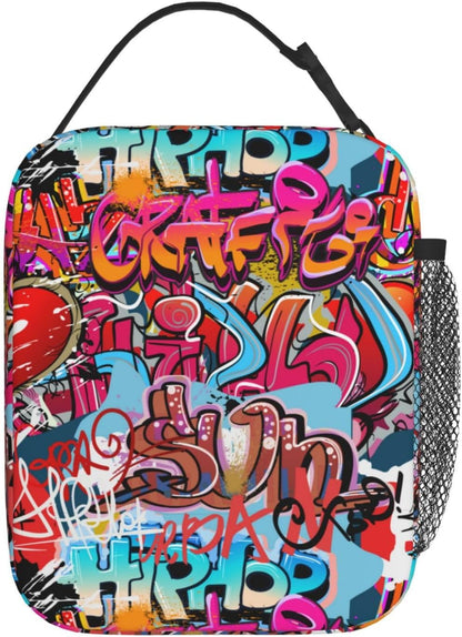 Black Cat Reusable Lunch Box Food Bag Insulated Lunch Bag for Teenage Boys Girls School Beach