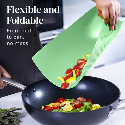 Extra Thick Flexible Plastic Cutting Board Mats, Set of 6 for Kitchen, BPA Free, Non-Slip Waffle Back, Dishwasher Safe Cutting Boards, Color Coded with Food Icons, 15x12 Inch - Cooler Kitchen