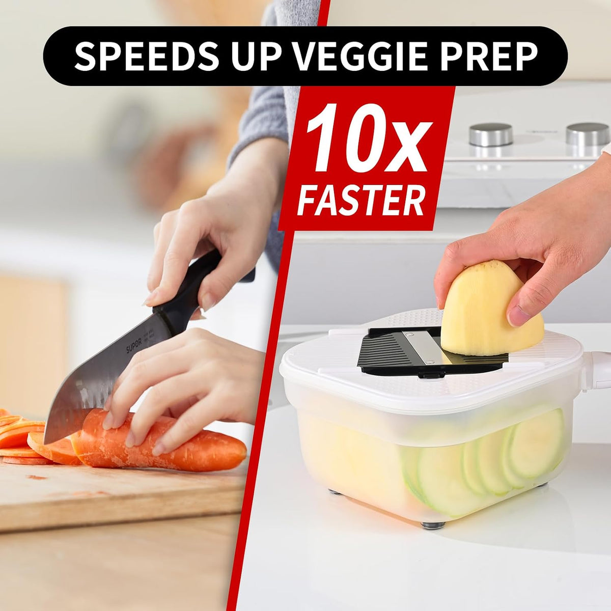 11-in-1 Vegetable Chopper 420 Food-Grade Stainless Steel Blades, 7.2 Cup Container with Colander, BPA & PFAS Free, Dishwasher Safe
