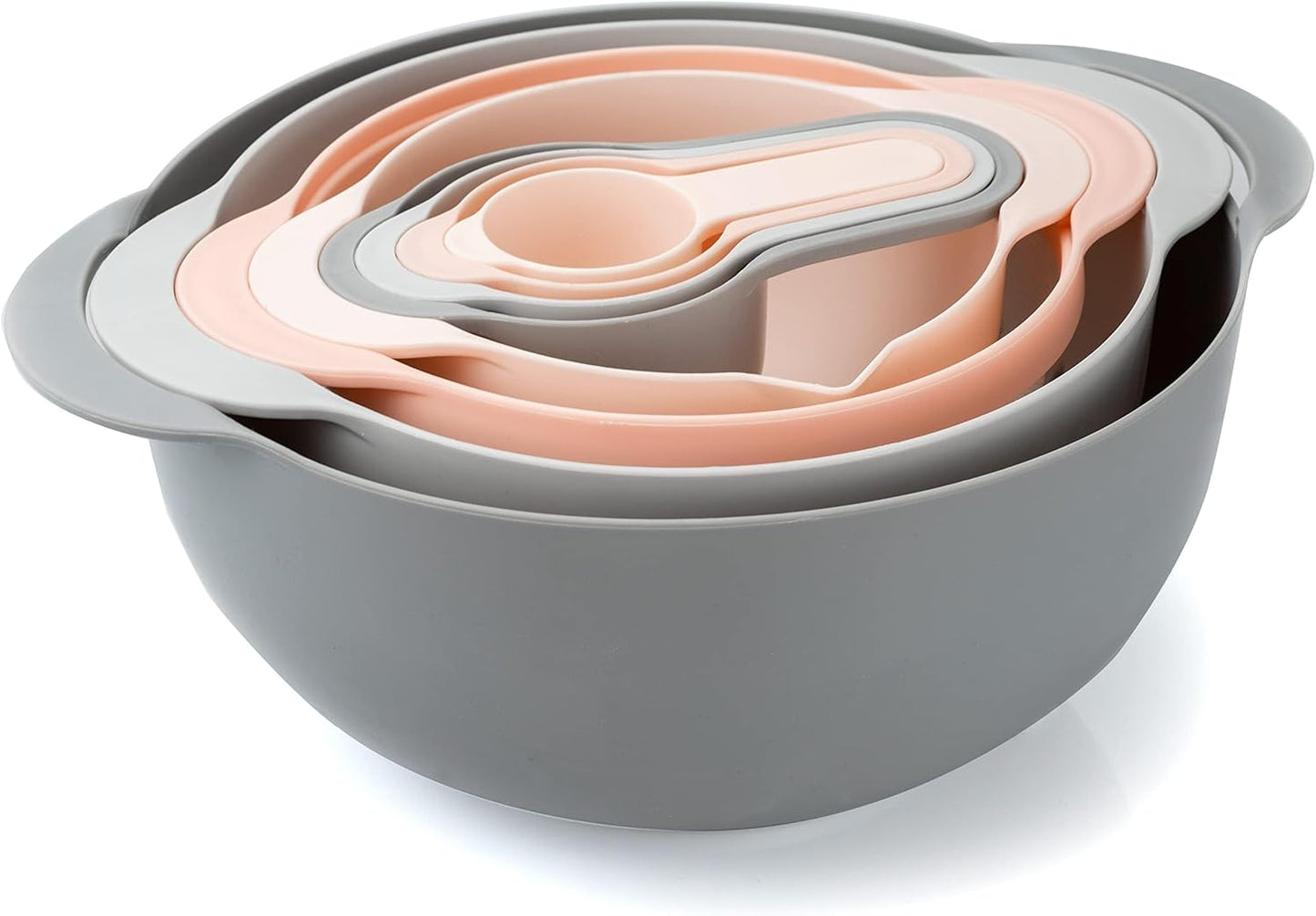 COOK WITH COLOR Nesting Bowls with Measuring Cups Colander and Sifter Set - Includes Mixing Bowls, Colander, Sifter and Measuring Cups, Navy, 8 Pc Bowl