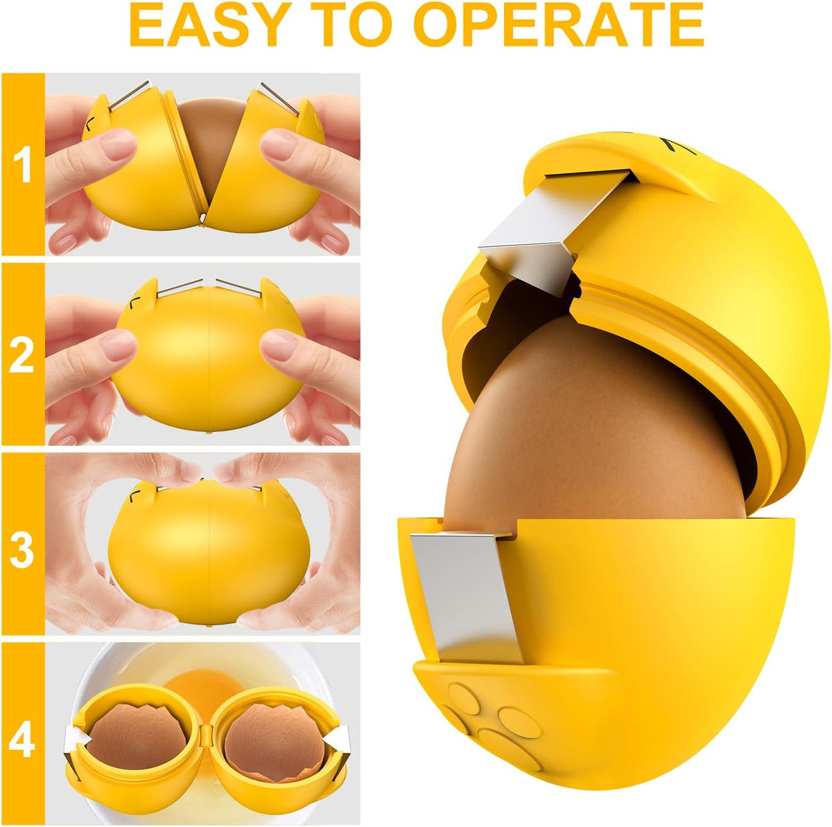 Egg Cracker, Silicone Egg Shell Opener, Cute Egg Shaped Design, Opens Eggs with Ease, A Little Happiness Boost for Your Kitchen.(Color: Red, 2-Pack)