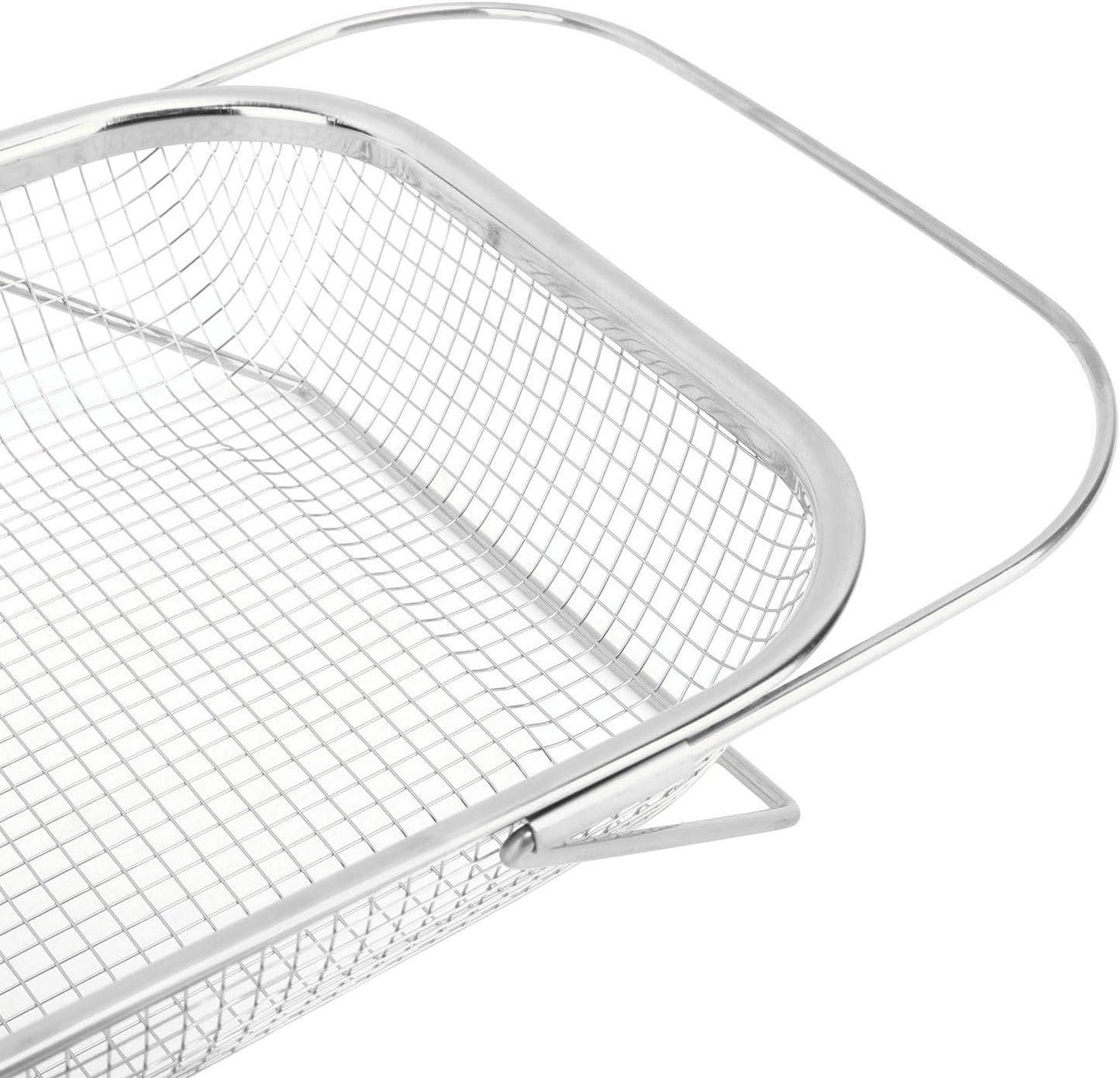 Over the Sink Colander, Expandable Baskets with Fine Mesh Strainer Handle Stainless Steel Rectangle Kitchen Colanders for Strain Drain Rinse Fruits Vegetables Pasta New Home Essentials (Silver)