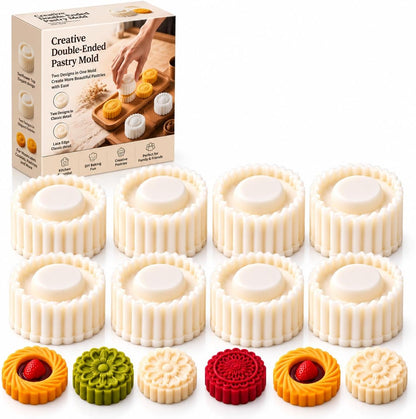 Sunflower Patterned Round Hand Press Mooncake Double Ended Pastry Mold