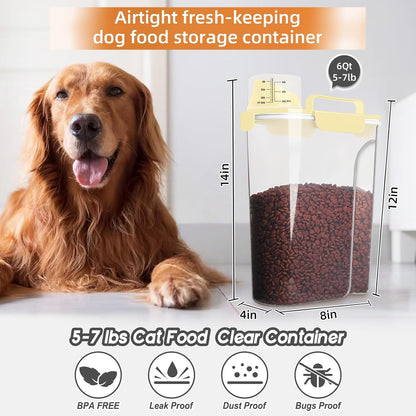 LEAWALK 5Lbs Airtight Cat Dog Food Storage Container with Upgraded Large Nozzle BPA-Free, Pet Food Storage Containers for Rice, Grain, Pet Food, Flour, Dog Treat Storage (Dark Gray, 5L-1pack)
