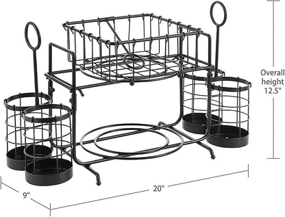 Metal Buffet Caddy Tabletop Organizer, Flatware Napkin and Plate Picnic Caddy Stackable Serving Set for Kitchen, Picnic, Camping, Party,Dining, Entertaining, Parties,Thanksgiving