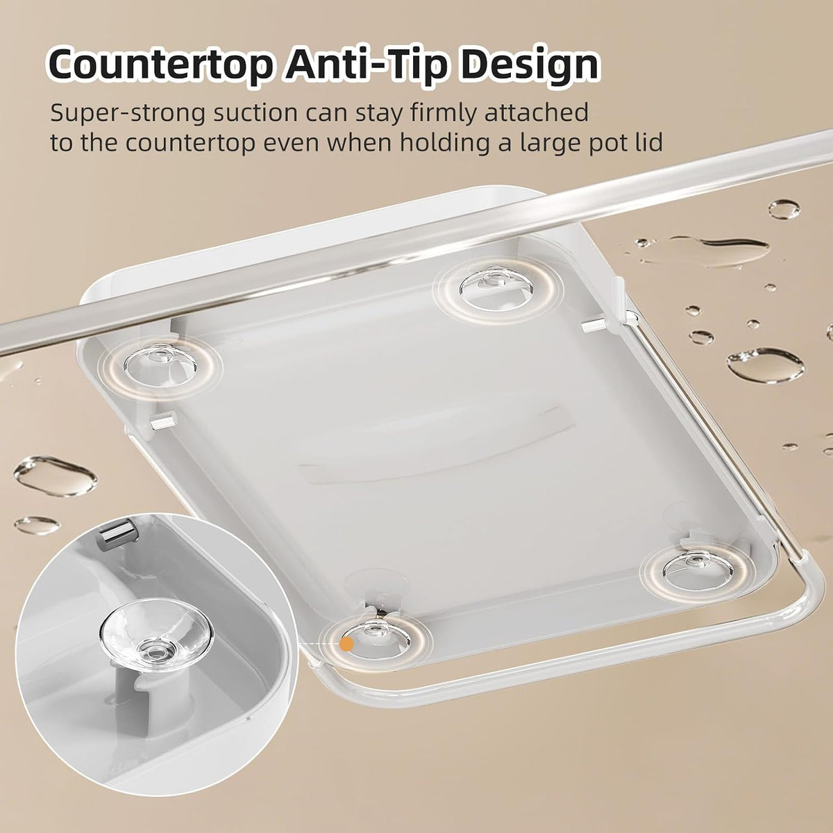 Pot Lid Holder with Wavy Spoon Rest for Kitchen Counter