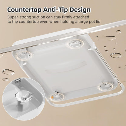 Pot Lid Holder with Wavy Spoon Rest for Kitchen Counter