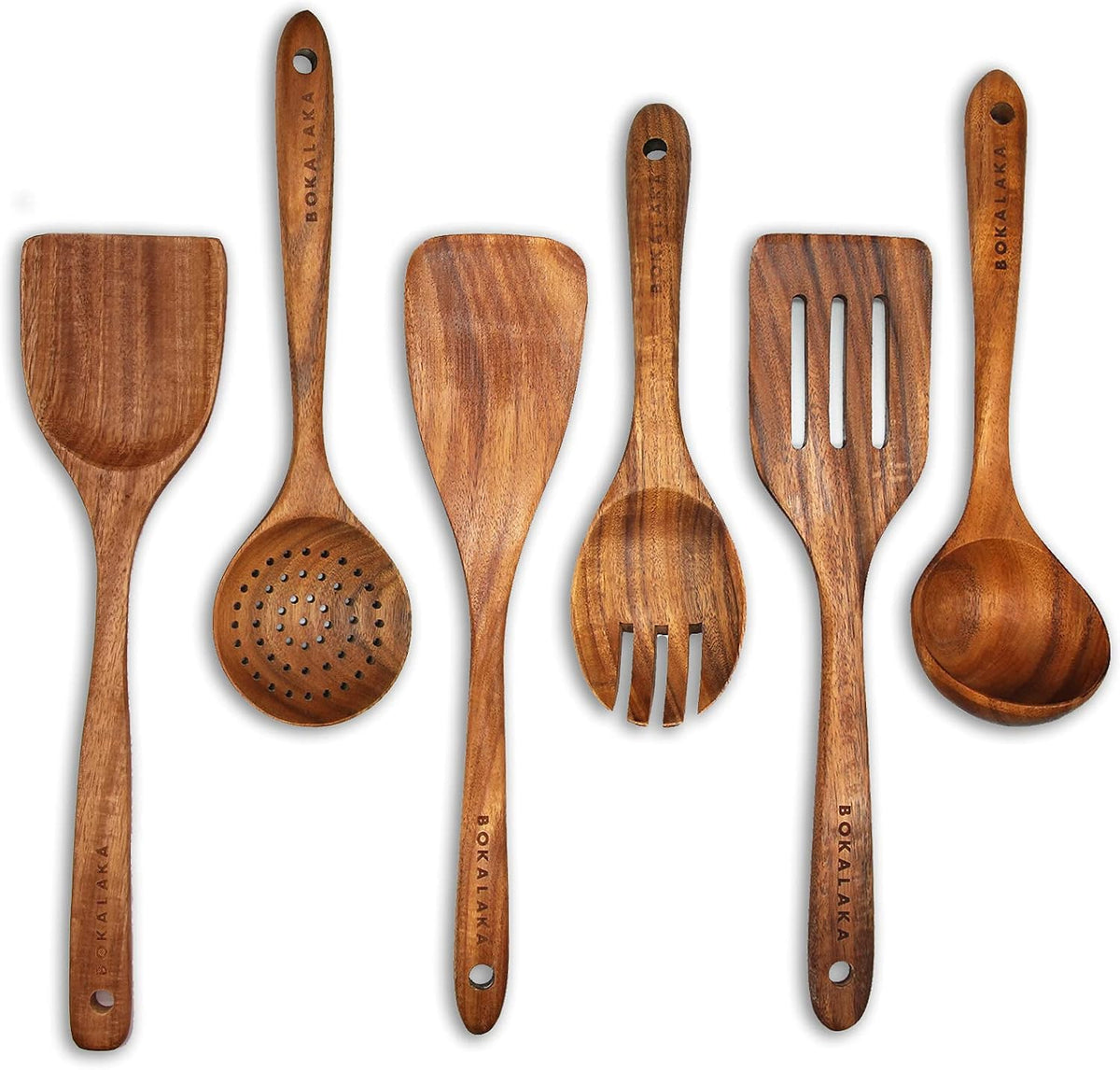 Wooden Spoons for Cooking, Natural Teak Wooden Kitchen Utensils Set Wooden Utensils for Cooking Wooden Cooking Utensils Wooden Spatulas for Cooking (10)