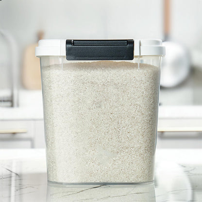 HANAMYA 40 LB Rice Storage Container with Measuring Cup, BPA free, For Rice | Grain | Pet Food | Flour, 1 count, Clear & Black