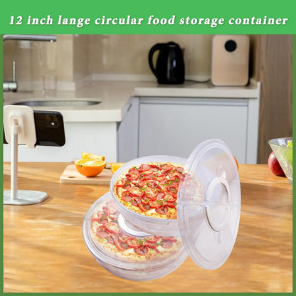 FMOACEN 11.5 Inch Clear Pie Containers With Lids and Handle Round Pie Carrier Reusable 2 Compartments Pizza box Leftover Pizza Keeper for Food Cake Cheesecake Tortilla Pastry