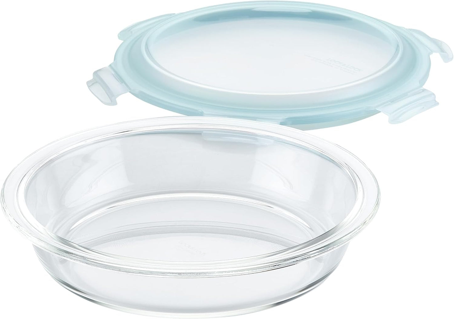 LOCK & LOCK LocknLock Purely Better Glass Round Pie Baking Dish/Food Storage Container with Lid, 9.5 Inch, Clear