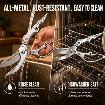Heavy Duty Poultry Shears, Spring-Loaded Kitchen Scissors with Safety Lock