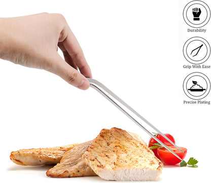 3 Pack Stainless Steel Offset Tweezer Culinary, 12" 8" 6" Kitchen Tweezers for Cooking, Chefs Precision Tweezers for Cooking