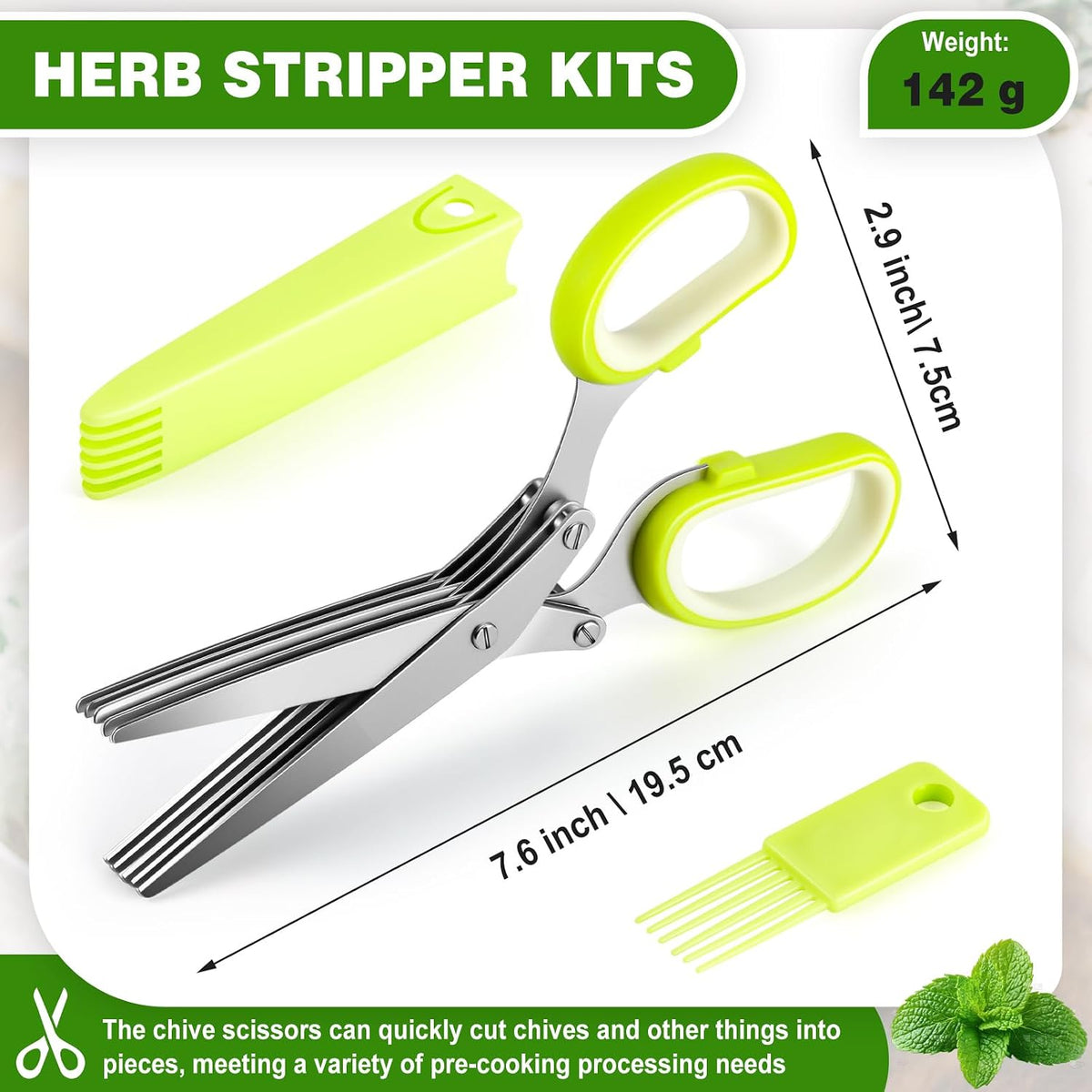 Remerry 5 Blades Herb Scissors with Herb Stripper Bowl for Kitchen