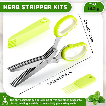 Remerry 5 Blades Herb Scissors with Herb Stripper Bowl for Kitchen