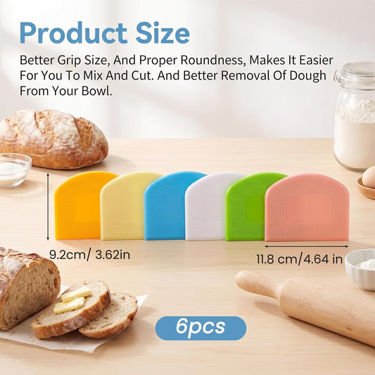 6 Pcs Dough Scraper, Flexible Bowl Scraper for Bread Dough