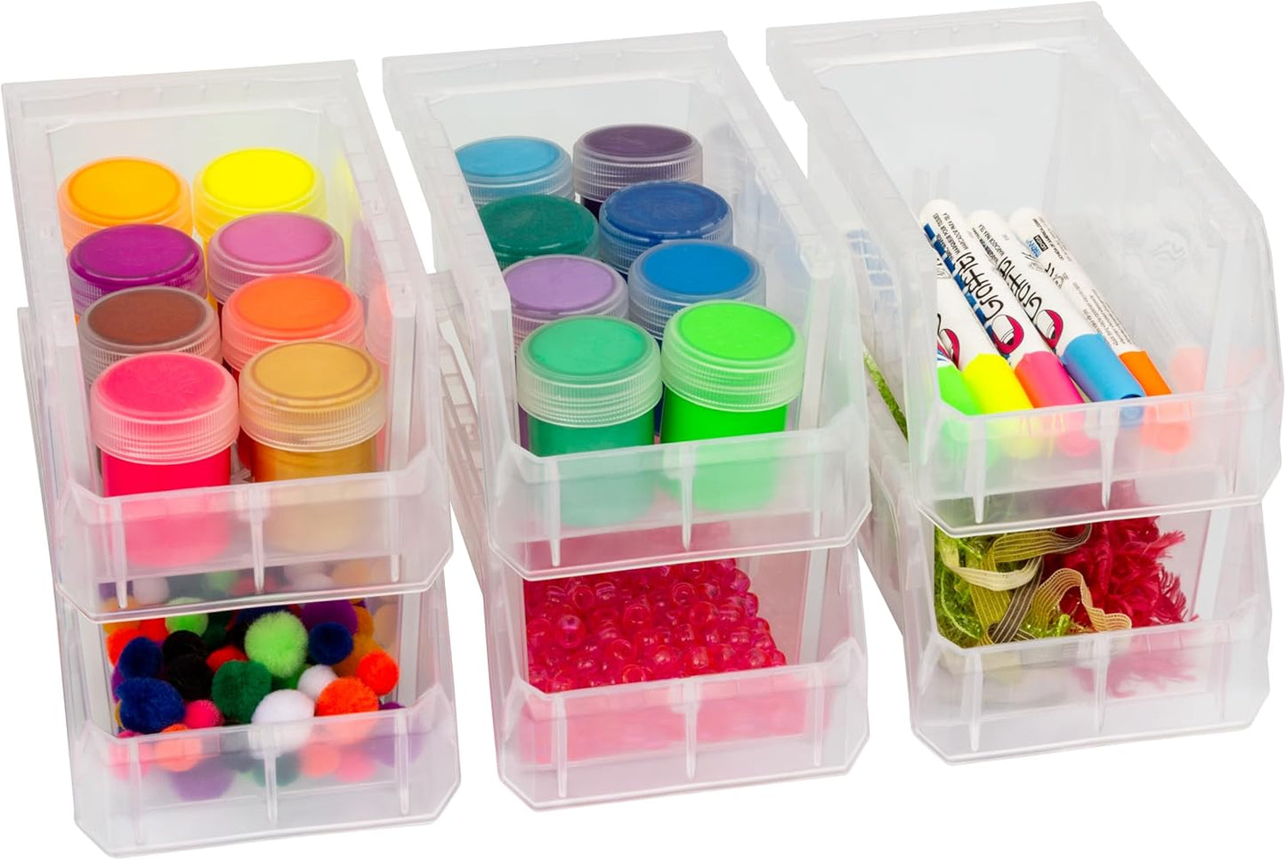 ReadySpace Medium Plastic Storage Bins, Stackable Organizer Containers for Closet Pantry Shelf Garage and Office Organization, Clear, 8 Pack