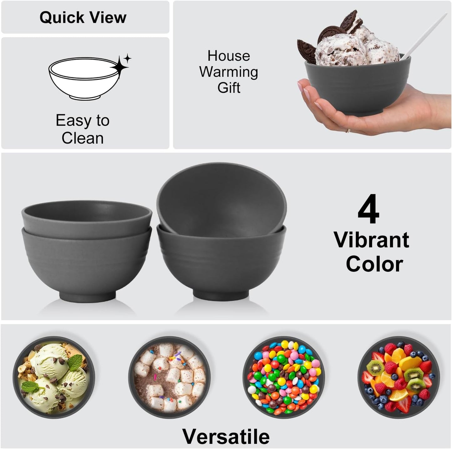 Wheat Straw Bowl Sets,8 PCS Unbreakable Cereal Bowl 26 OZ,Microwave and Dishwasher Safe Bowls,Bowl Sets for Camping and Picnic BPA Free Colorful Salad Bowls for Serving Soup,Oatmeal and Fruit Etc…