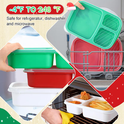 Honeydak 5 Pack Snack Containers 3 Compartment Bento Snack Boxes Divided Meal Prep Containers with Lids Reusable Adults Lunch Food Storage Box for School Work Travel(Elderberry)