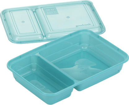GoodCook Food Storage Containers for Meal Prep Rectangle Two Compartments & Made without BPA, 60-Piece Set, Teal