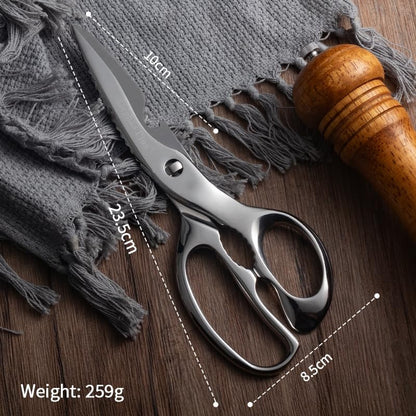 Professional All Stainless Steel Kitchen Scissors, Heavy Duty Stainless Steel Utility Shears for Vegetables, Meat, Fish, Pizza Comes with Black Gift Box Packaging