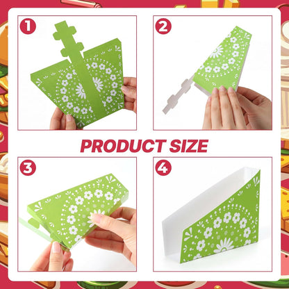 LemonRoad 48 PCS Paper Mexican Taco Holder Disposable Fiesta Taco Shell Holder for Cinco de Mayo Party Bar Serving Set, Fiesta Party Supplies Decorations(Stripe)