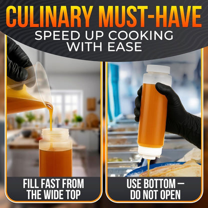 HYQO Small Squeeze Bottles for Sauces, 4 Oz Plastic with Cuttable Tip