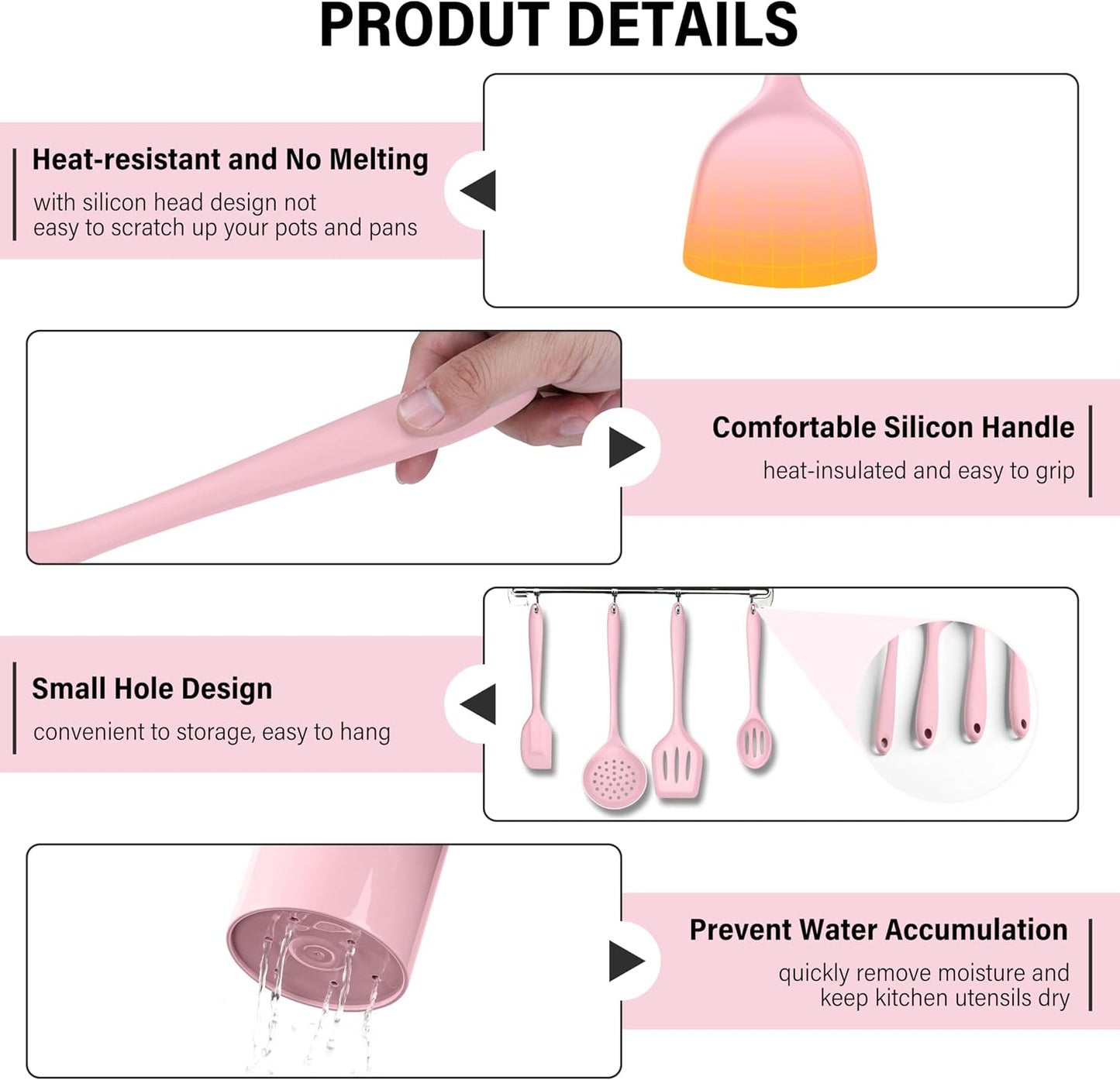 HaWare 11 PCS Silicone Cooking Utensils Set, Heat Resistant Kitchen Utensils with Holder, Food-grade Spatula Sets for Nonstick Cookware, Kitchen Tools Gadgets Include Fish Turner, Spoon (Black)