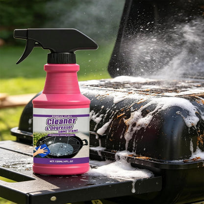 120ml Fast-Acting Heavy-Duty Grill Degreaser Spray,BBQ Grill Cleaner With Cleaning Brush,Quick Foaming,Smoky Stains, And Stubborn Grease (1pcs)