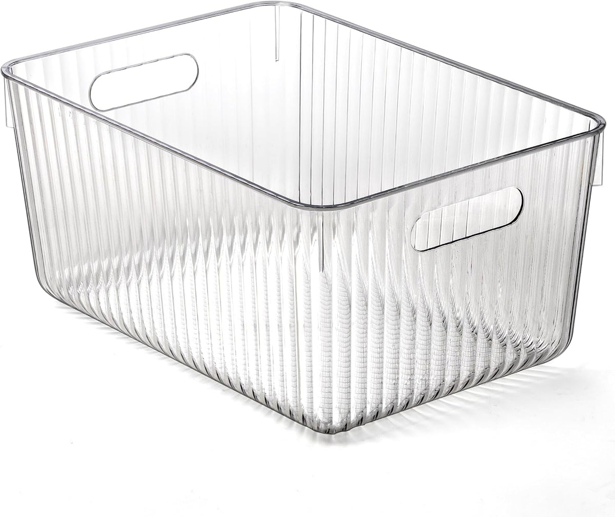 BINO | Plastic Storage Bins, X-Large | THE GATSBY COLLECTION | Clear Storage Bins for Organization | Pantry Organizers | Kitchen Organizer | Fridge & Freezer Organizer | Cabinet Plastic Containers