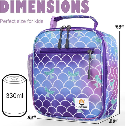 CaCTOUR Lunch Box Kids,Premium Insulated Lunchbox for Girls Boys,Soft Mini Cooler Bag Back to School Thermal Reusable Lunch Bag for Work School Picnic (Blue)