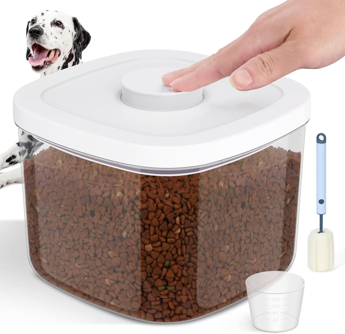 LEAWALK 10Lbs/10.57Qt Airtight Dog Cat Food Storage Container and Dog Treat Containers BPA-Free, PET Clear Stackable Pet Storage Bin, Pop Top, 1-Cup Scoop for Pet Food/Rice/Flour/Bread/Grains