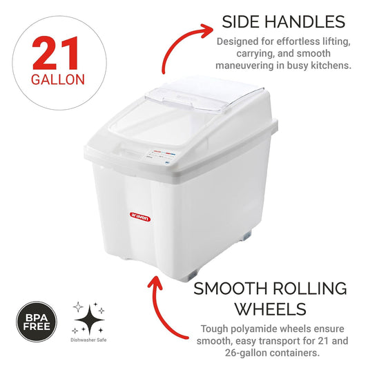 Araven Ingredient Bin, Storage Container for Large Quantity Ingredients, Use in Commercial or Home Kitchen, 21 Gallons, 1 Count, White