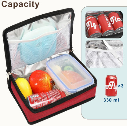 FlowFly Small Insulated Lunch box Portable Soft Bag Mini Cooler Thermal Meal Tote Kit with Handle for Work & School, Black
