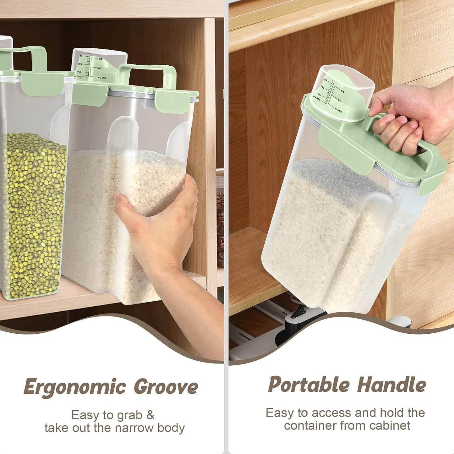 TBMax Rice Container 10 Lbs, Cereal Container Oatmeal Storage, Airtight Food Dispenser with Easy-pouring Spout & Handy Cup for Flour Grain Beans, Pet Dog Cat Bird Food Storage Container