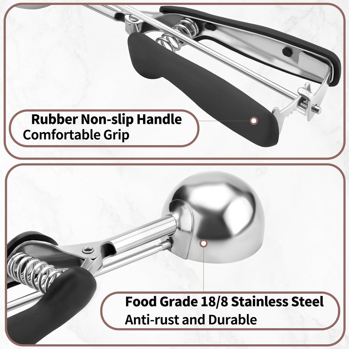 Large Cookie Scoop 3 Tablespoon, Size #20 Dough Scoops for Baking, Trigger Ice Cream Scooper, Stainless Steel Portion Scoop for Jumbo Cookies, Pancakes, Cupcakes, Meatballs