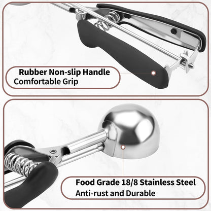 Large Cookie Scoop 3 Tablespoon, Size #20 Dough Scoops for Baking, Trigger Ice Cream Scooper, Stainless Steel Portion Scoop for Jumbo Cookies, Pancakes, Cupcakes, Meatballs