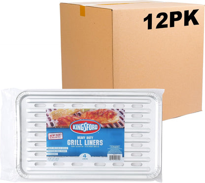 Kingsford Extra Tough Aluminum Grill Liners, Disposable Foil Grill Toppers for Outdoor Grills, Helps Keep Food and Sauce from Falling Through Grates, 16 x 11.75 in, 14 Count